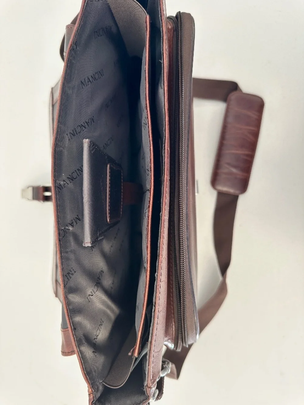 Mancini Leather Briefcase with adjustable shoulder strap